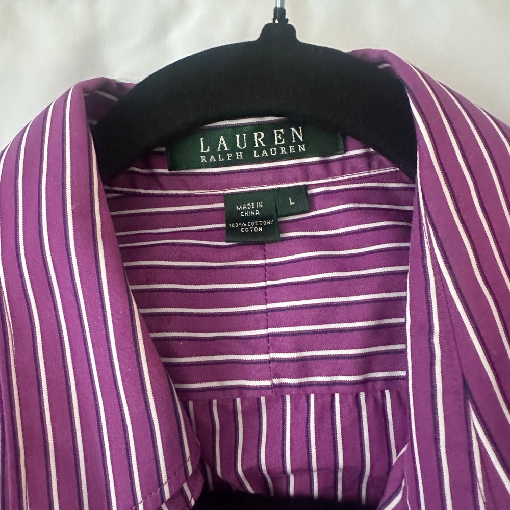 Lauren Ralph Lauren Violet and White Striped Shirt